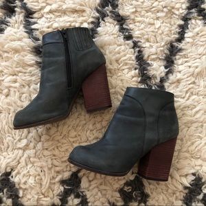 Jeffrey Campbell almost black leather booties